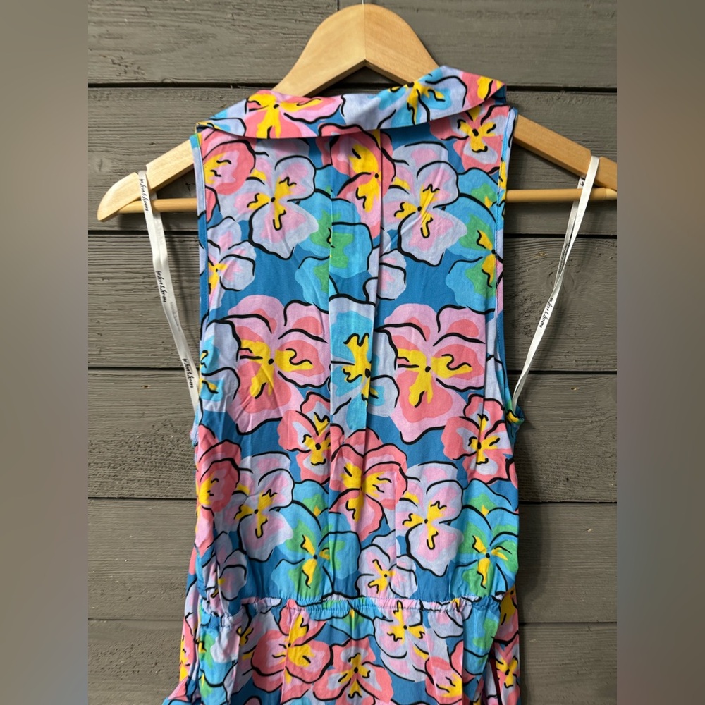 NWT For Love & Lemons Blue Yasmin Tropical Floral Mini Dress M Summer Boat Party - Picture 13 of 15
